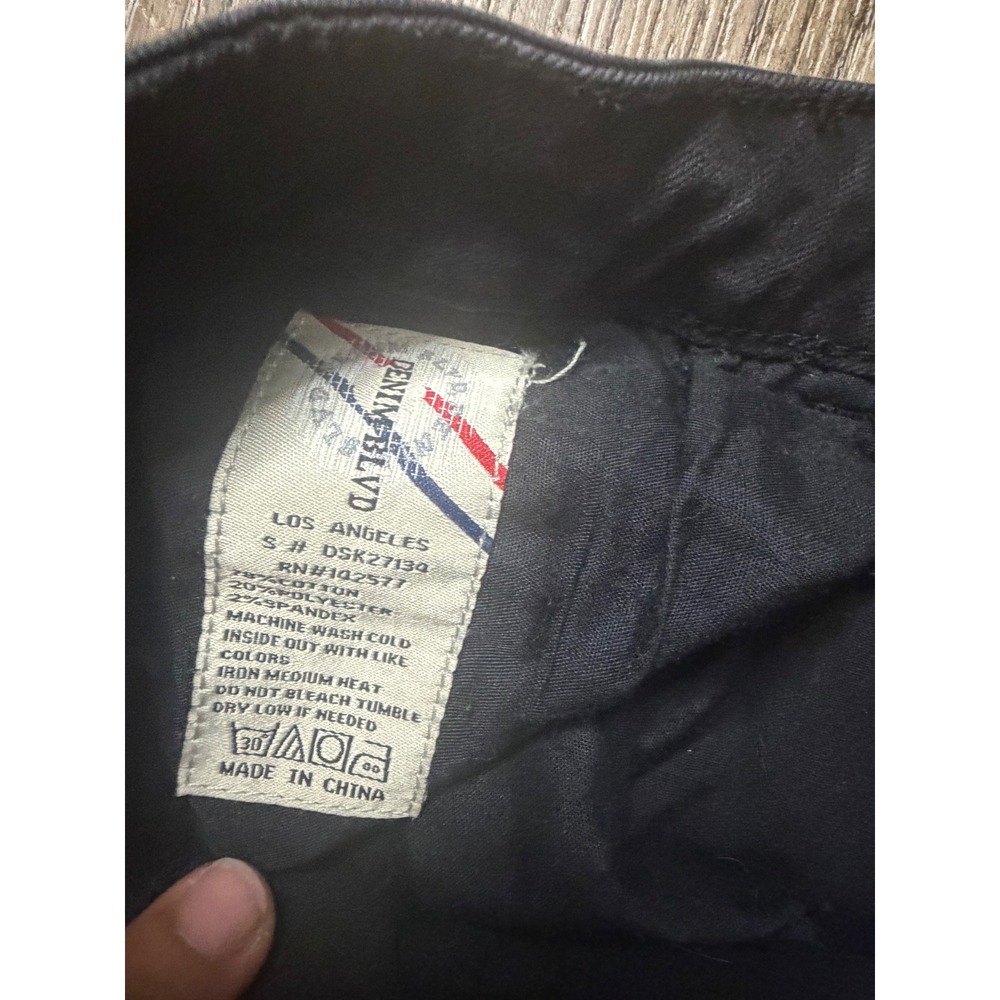 Denim Blvd Los Angeles Black Denim Mini Skirt White Side Stripe Raw Hem Size M - Picture 7 of 7